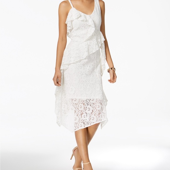 Taylor Dresses & Skirts - Taylor Ruffled Lace Midi Dress,Off White, Size 8